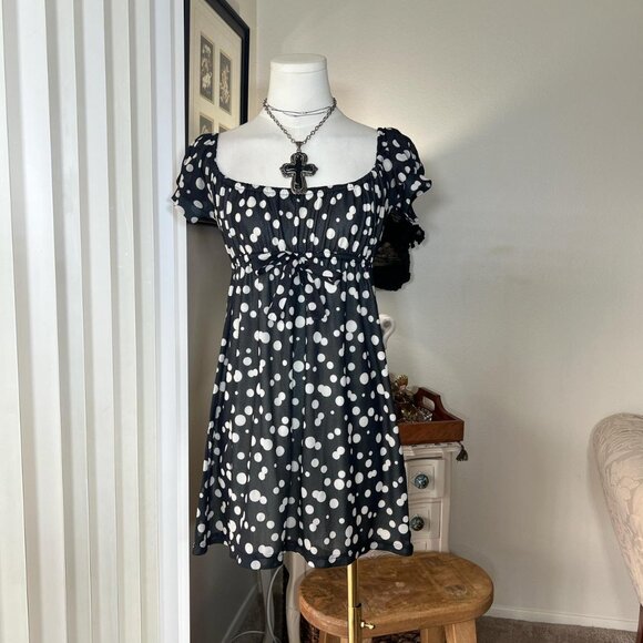 Y2k Polka Dot Babydoll Dress - Picture 1 of 5
